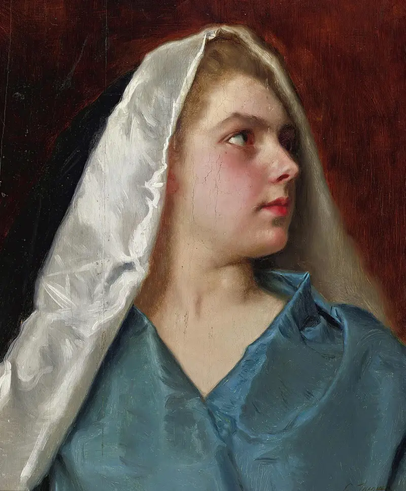 Kvinna med mantel av Gustave Jean Jacquet