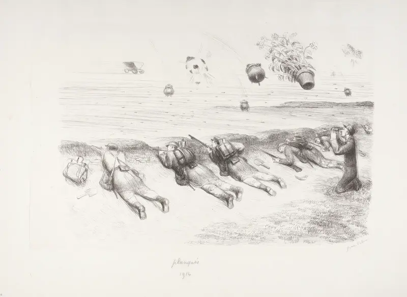Planqués 1914 – marmites, pots de fleurs, pruneaux, Jean Veber