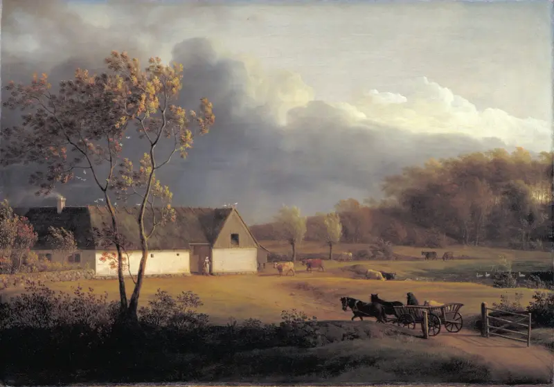 A Storm Brewing behind a Farmhouse in Zealand av Jens Juel