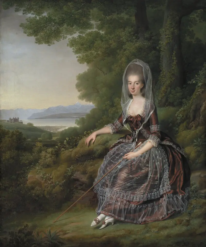 Baronessan Matilda Guiguer de Prangins i sin park vid Genèvesjön av Jens Juel