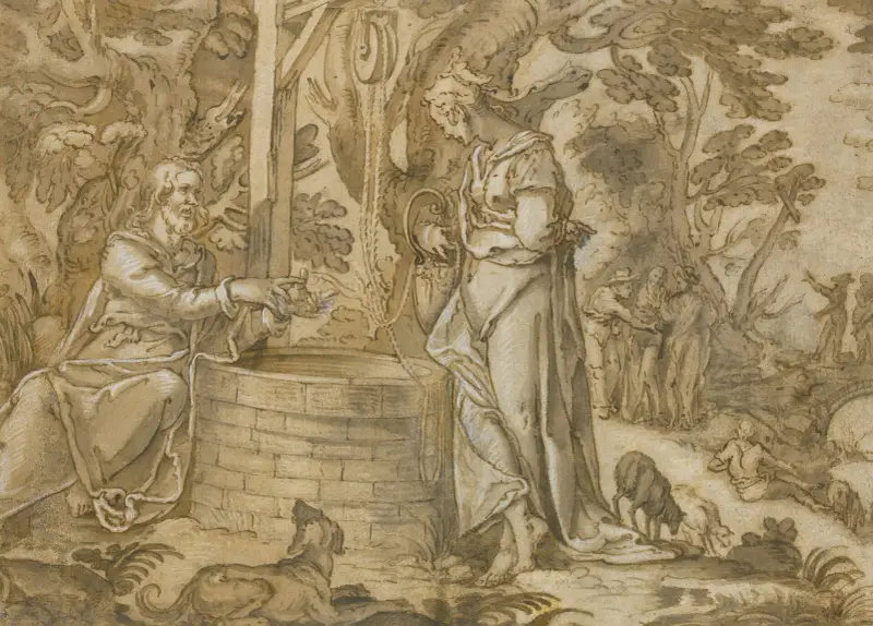 Kristus och den samariska kvinnan av Joachim Wtewael