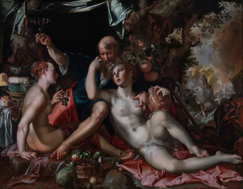 Lot and His Daughters av Joachim Wtewael