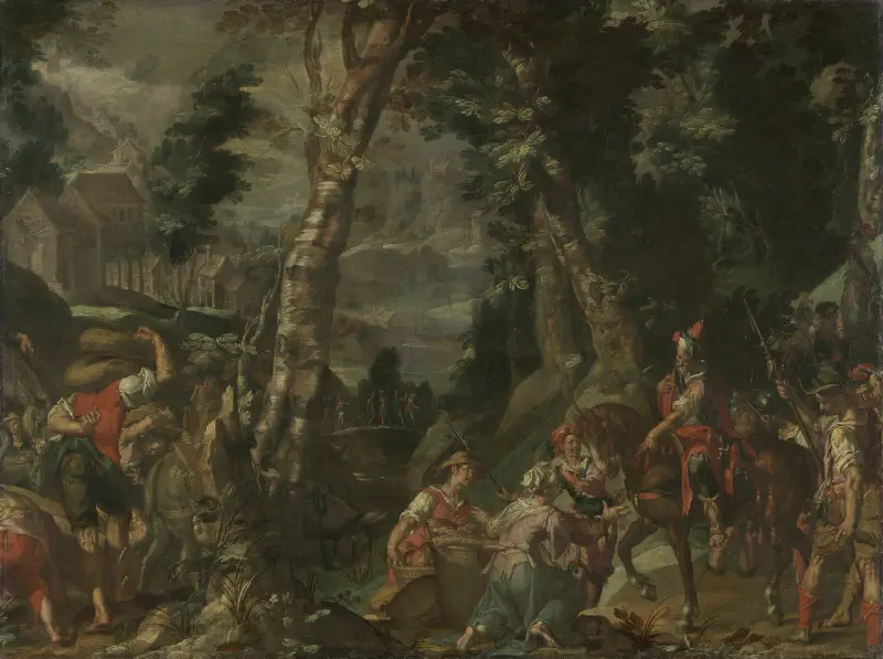 Meeting between David and Abigail av Joachim Wtewael