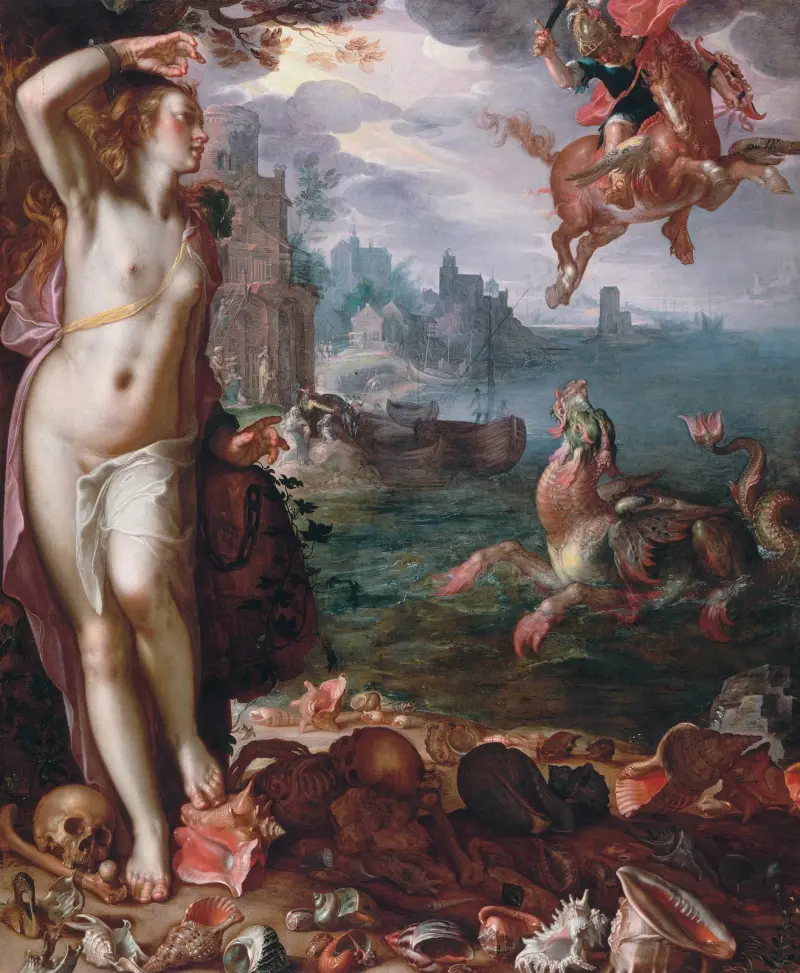 Perseus Releases Andromeda av Joachim Wtewael