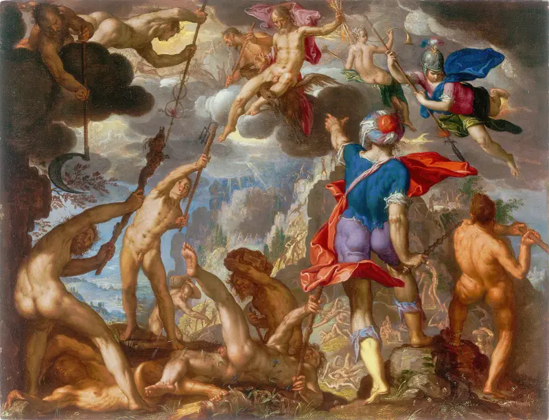 Der Kampf zwischen den Göttern und den Giganten von Joachim Wtewael