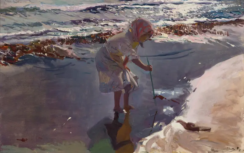 Muschelsucher am Strand von Valencia von Joaquín Sorolla