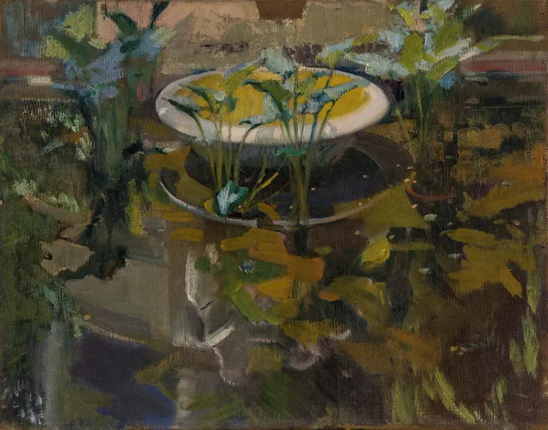 Der Garten des Künstlerhauses; Spiegelungen im Brunnen der Vertraulichkeiten von Joaquín Sorolla