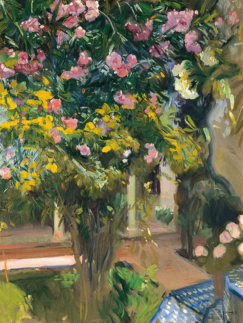 Oleandrar, konstnärens gård av Joaquín Sorolla