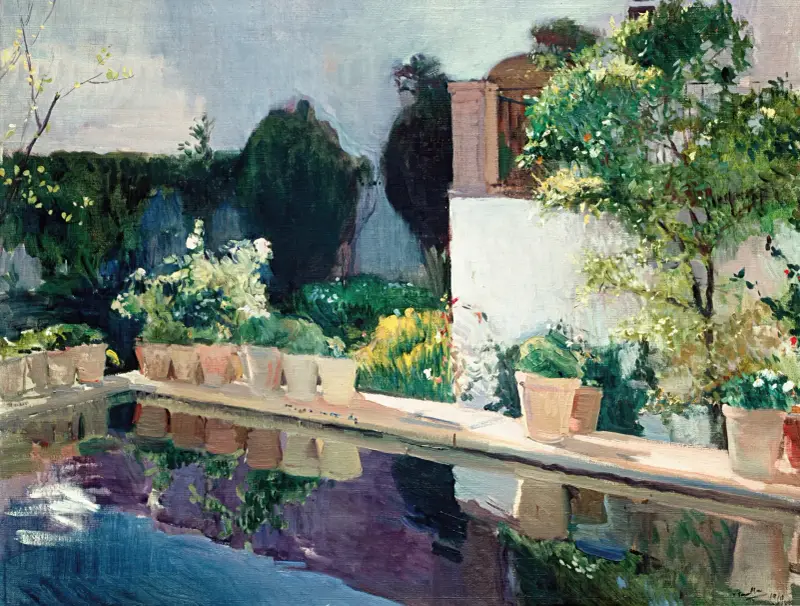 Dammens palats, kungliga trädgårdarna i Sevilla av Joaquín Sorolla