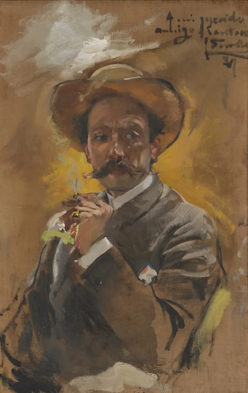 Porträtt av målaren Francesco Santoro, Rom av Joaquín Sorolla