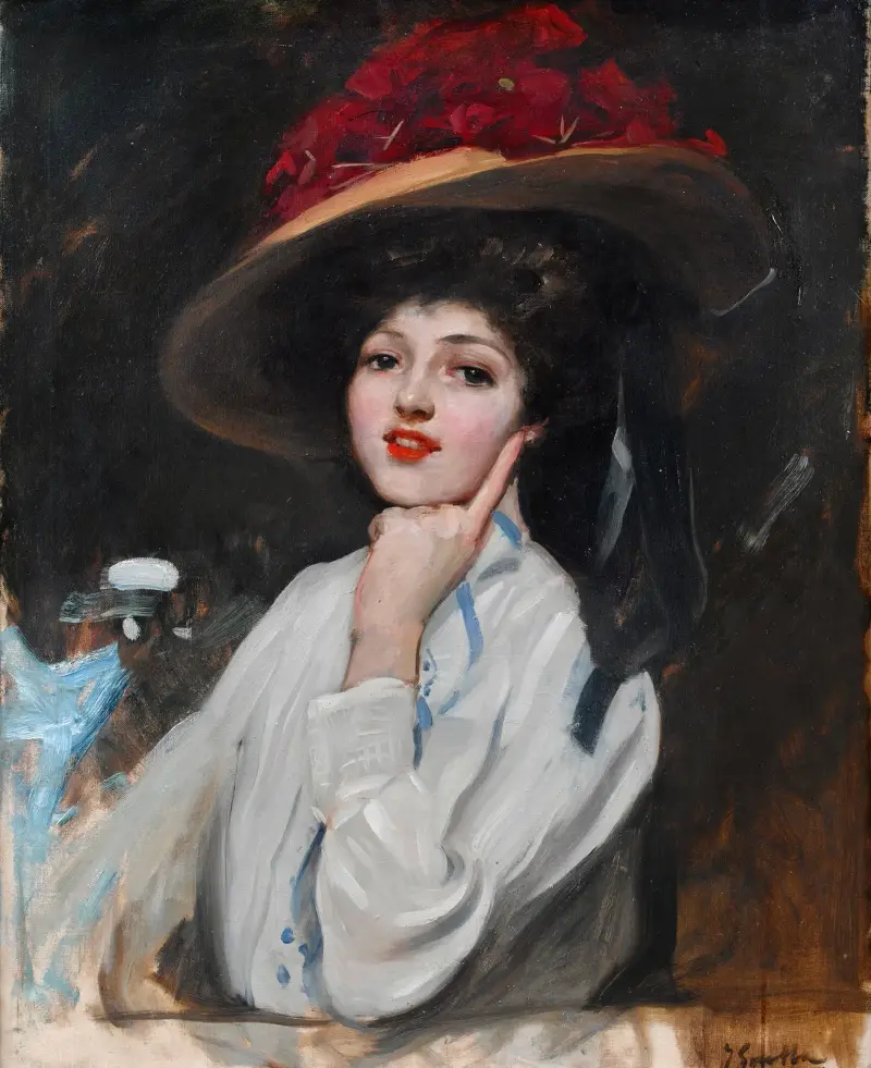 Bildnis einer jungen Frau mit Hut, vermutlich Raquel Meller von Joaquín Sorolla