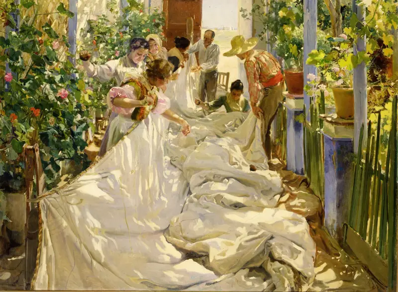 Szycie żagla, Joaquín Sorolla