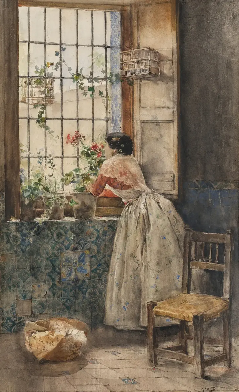 Valencianerin am Gitter von Joaquín Sorolla