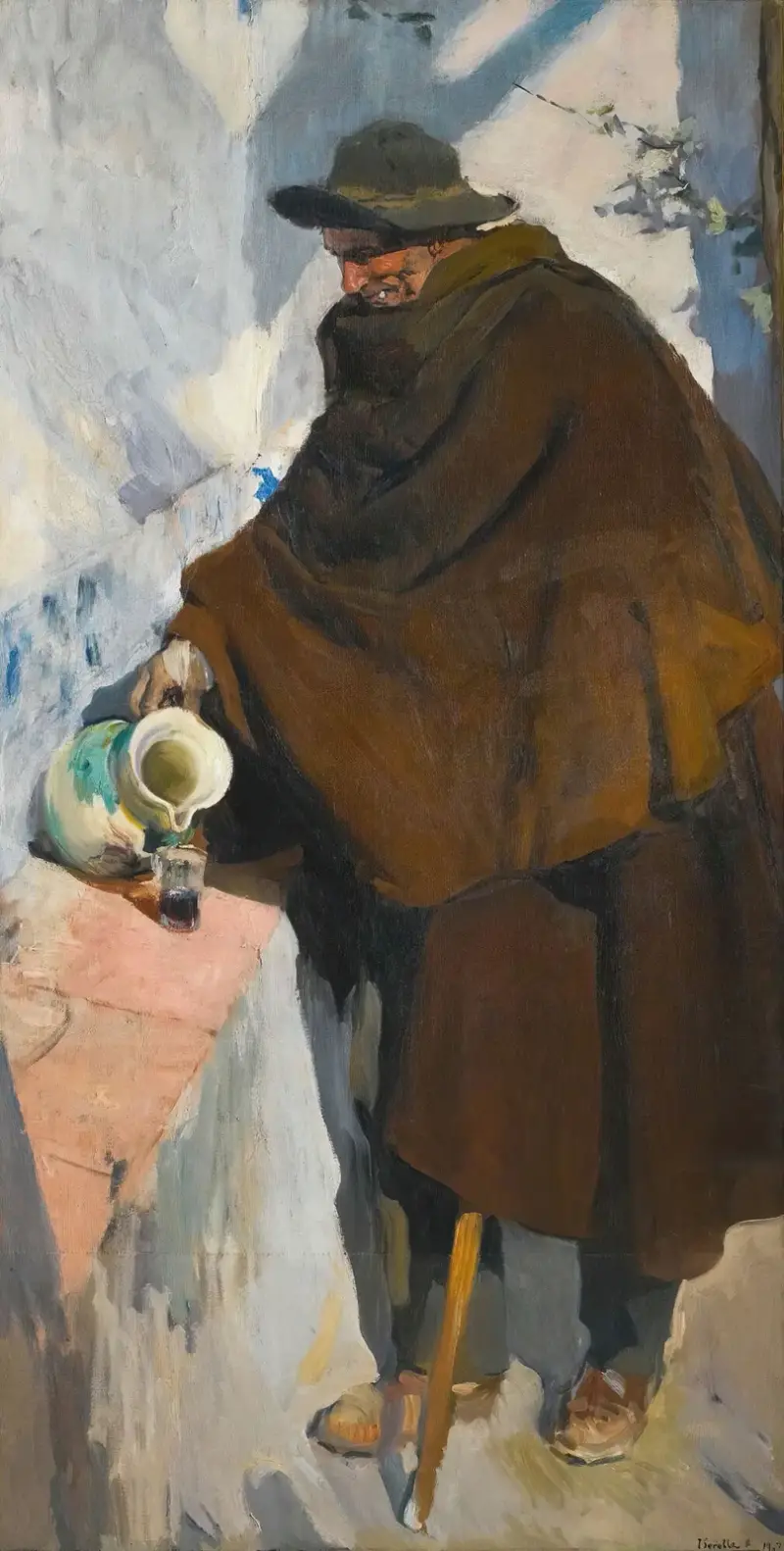 Alter Kastilier, sich Wein einschenkend von Joaquín Sorolla