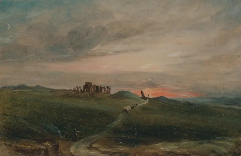 Stonehenge při západu slunce, John Constable