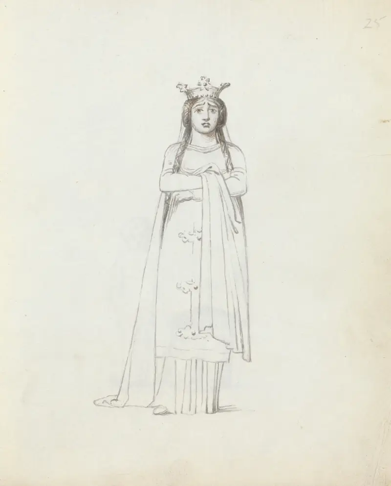 Mrs. Siddons stehend, frontal mit verschränkten Armen von John Flaxman