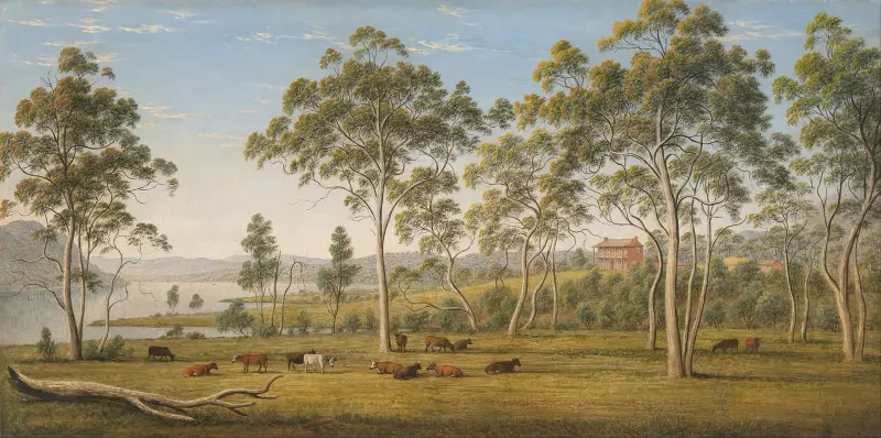 Mr Robinsons hus vid Derwent, Van Diemen's Land av John Glover