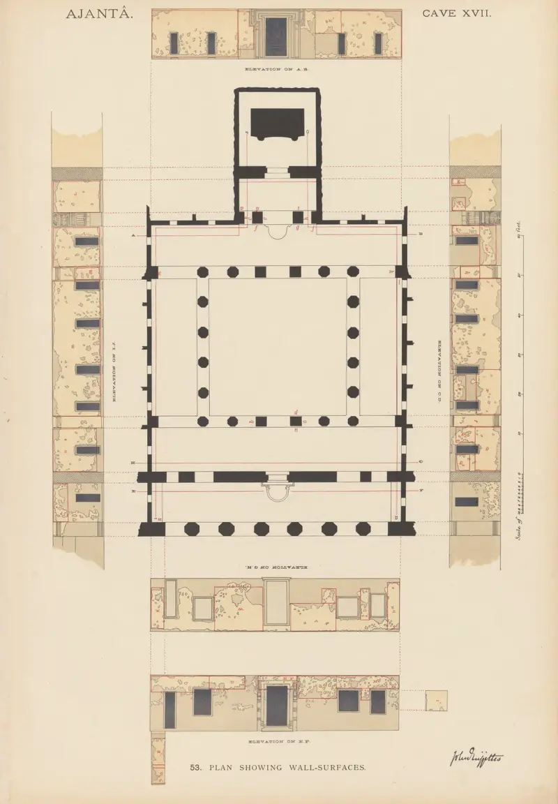 Die Malereien in den buddhistischen Höhlentempeln von Ajantâ, Khandesh, Indien, Taf. 052 von John Griffiths