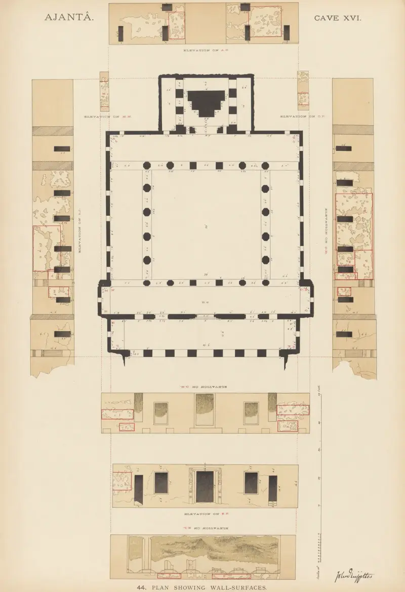 Målningarna i de buddhistiska grottemplen i Ajantâ, Khandesh, Indien, pl. 43 av John Griffiths