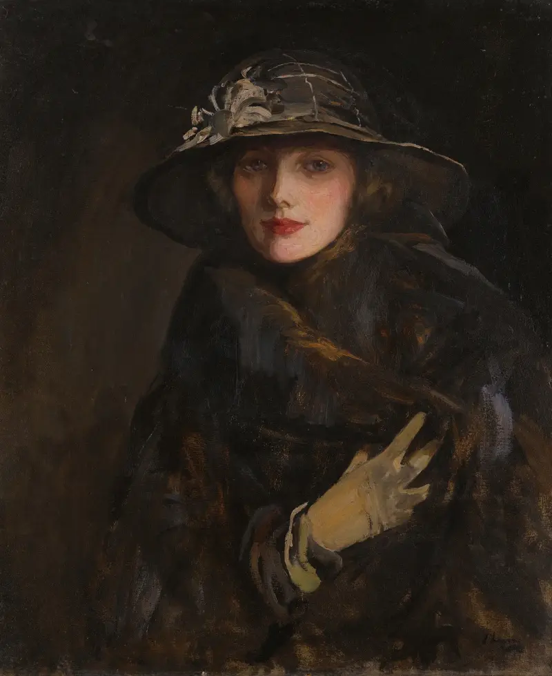 Dáma v hnědém, 1920, Sir John Lavery