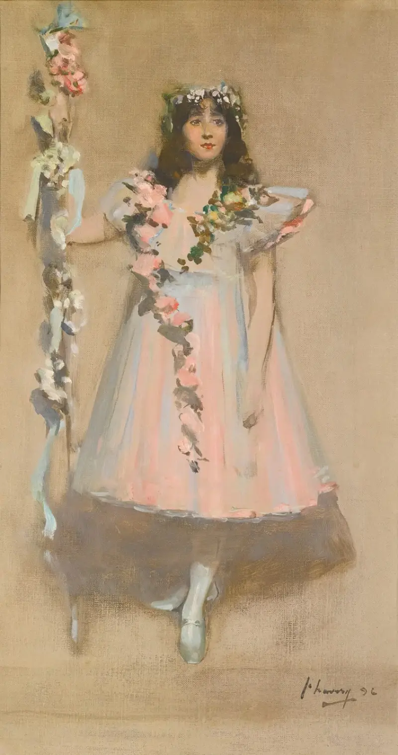 Den girlandprydda flickan av Sir John Lavery