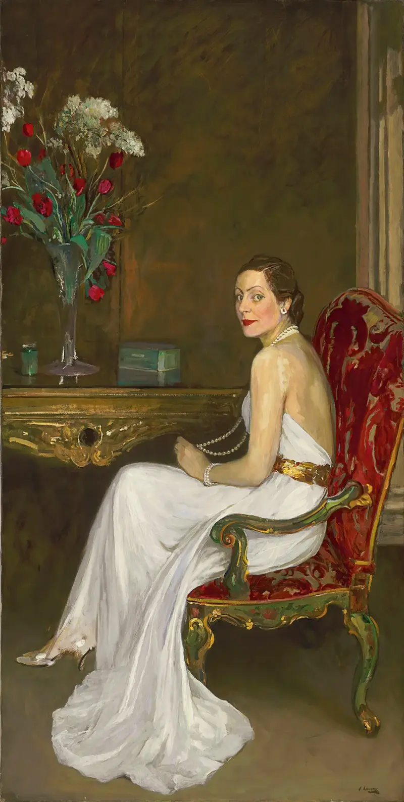 Damen i vitt, viscountessan Wimborne av Sir John Lavery