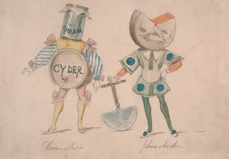 Karikaturen der Grafschaften Devonshire und Gloucestershire von John Leech