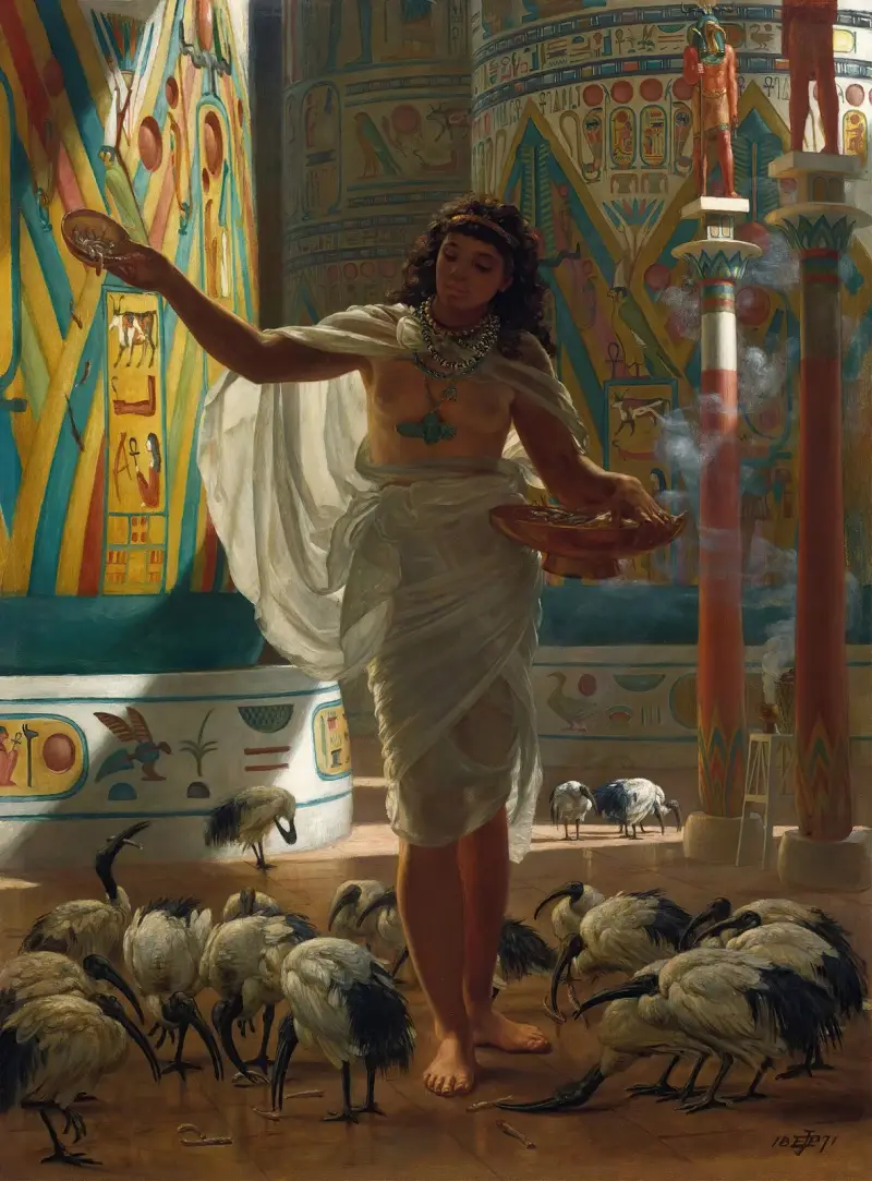 Matar den heliga ibisen i Karnaks salar av Edward John Poynter