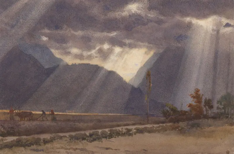 Landskap nära Agelès – Gazost vid foten av Pyrenéerna av Edward John Poynter