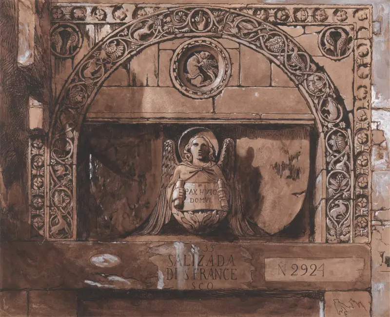 Dörröverstycke till Palazzo Contarini della Porta di Ferro av John Ruskin