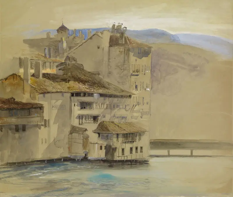 Gamla hus på Rhône-ön, Genève av John Ruskin