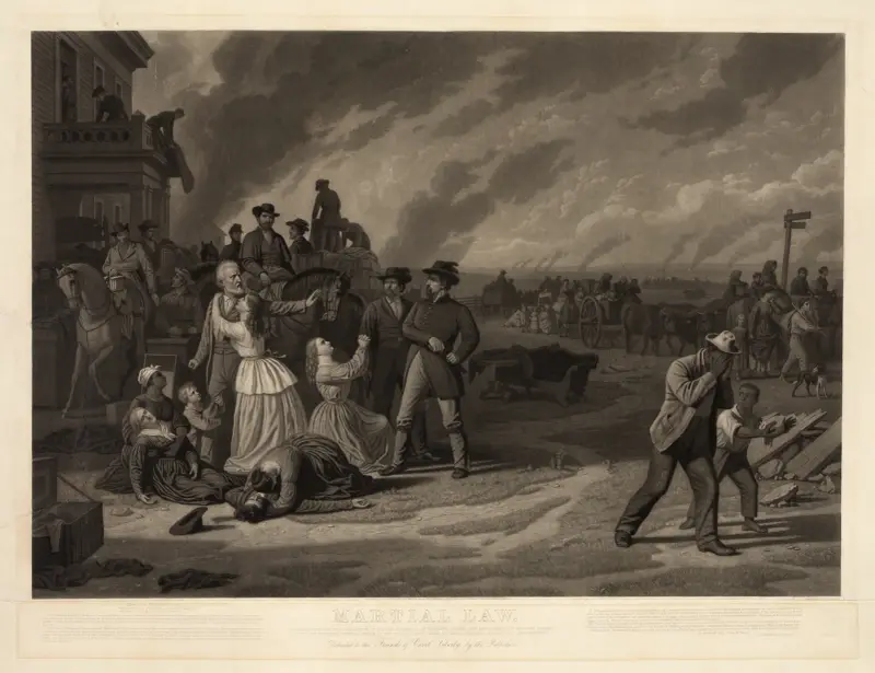 Kriegsrecht, die Verwüstung der Grenzbezirke von Missouri von John Sartain
