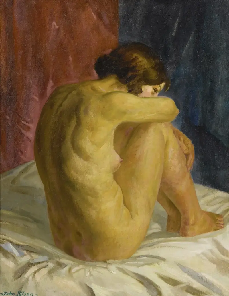 Nackte Frau, die zurückblickt von John Sloan