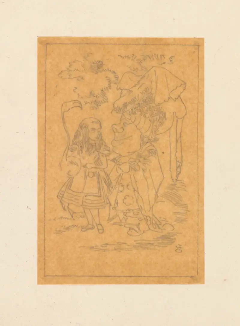 Kalkering av Alice (med flamingo) som samtalar med hertiginnan av Sir John Tenniel