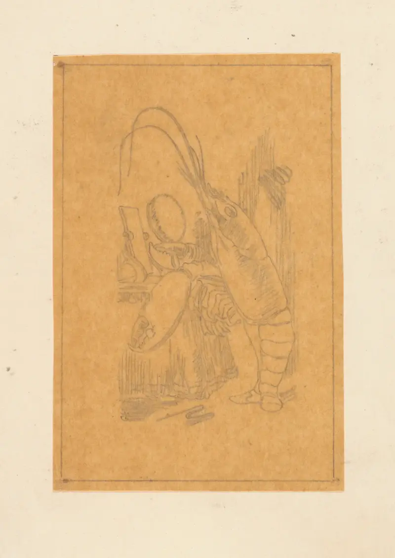 Rysunek homara strojącego się przed lustrem, 1866 – nr 2, Sir John Tenniel