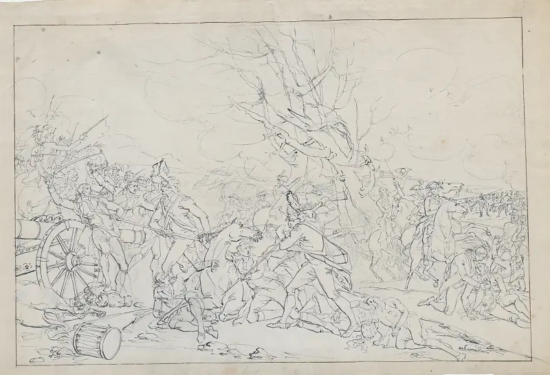 General Mercers död [Skiss till Slaget vid Princeton], 1786 – nr 2 av John Trumbull