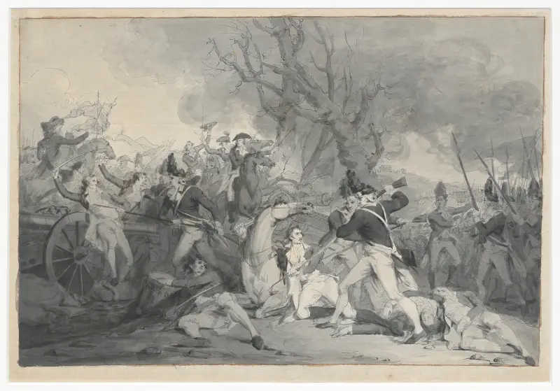 General Mercers död [Skiss till slaget vid Princeton] 3 av John Trumbull