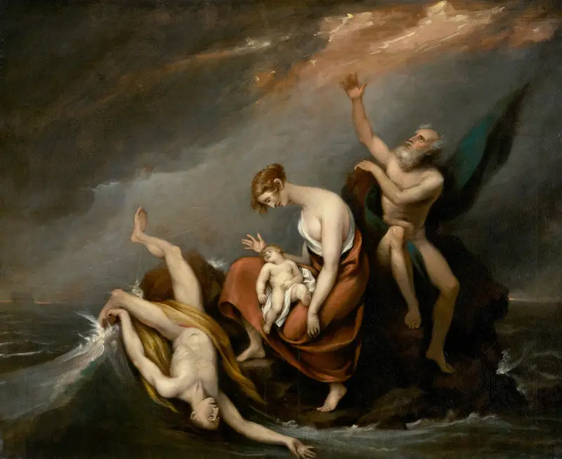 Den sista familjen som omkom i syndafloden (Första Moseboken 7:4–24) av John Trumbull