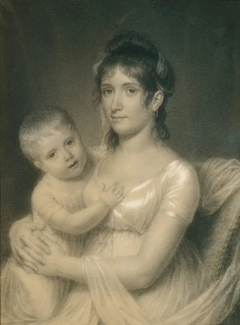 Mrs. Daniel Strobel, Jr. (Anna Church Strobel) and Her Son, George av John Vanderlyn