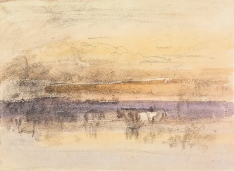 Cattle Watering at Sunset, John Varley