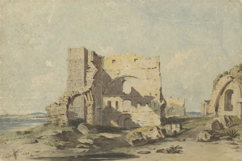 Lindisfarne Abbey på Holy Island, Northumberland av John Varley