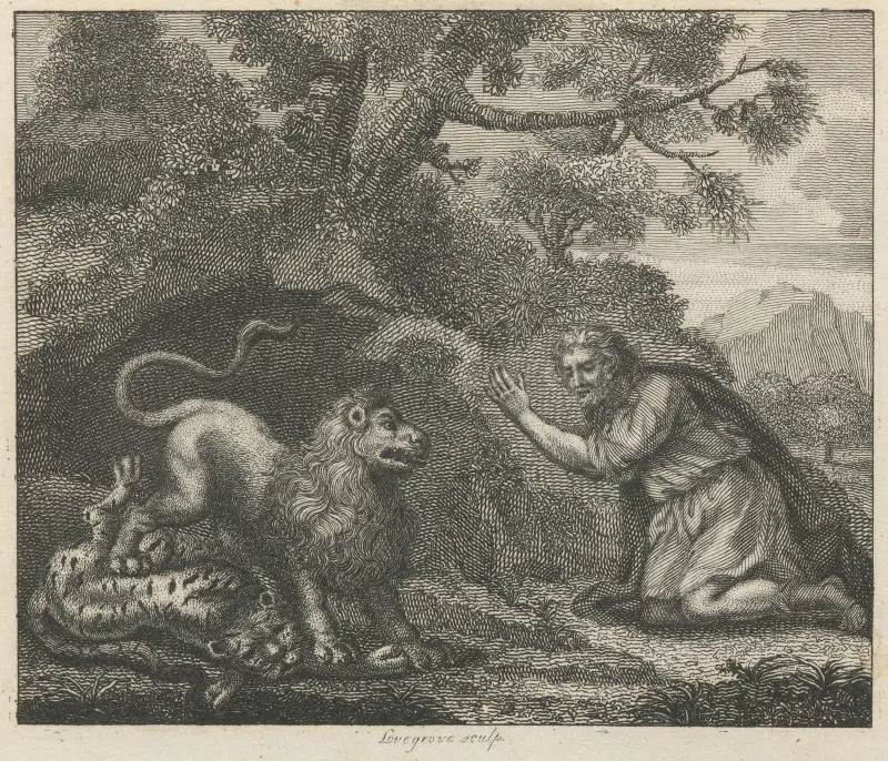 Fabel I. Lejonet, tigern och resenären av John Wootton