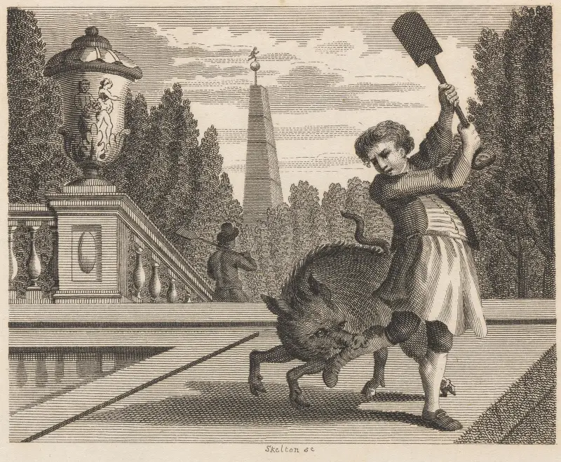 Fabel XLVIII. Trädgårdsmästaren och svinet av John Wootton
