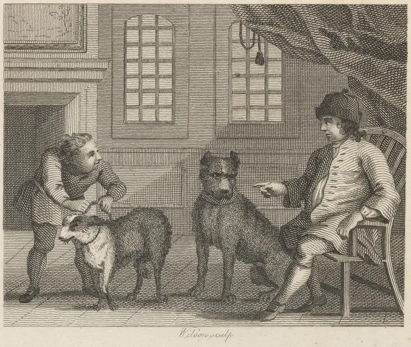 Fabel XXVI. Der Köter und die Dogge von John Wootton