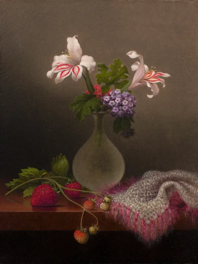 Vas med kornliljor och heliotrop av Martin Johnson Heade