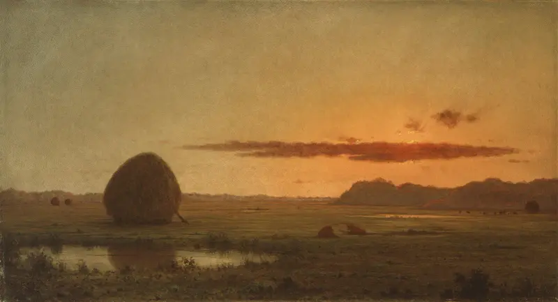 Západ slunce, newburyportské louky, Martin Johnson Heade