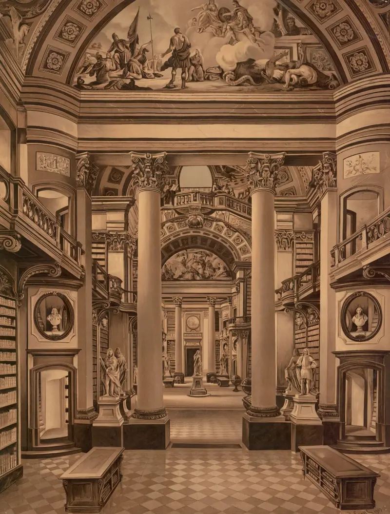 The Court Library in Vienna av Josef Langl