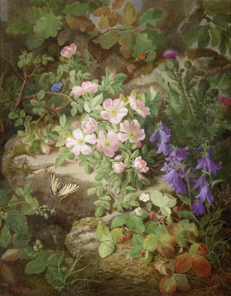 Stort stilleben med alpblommor av Josef Lauer