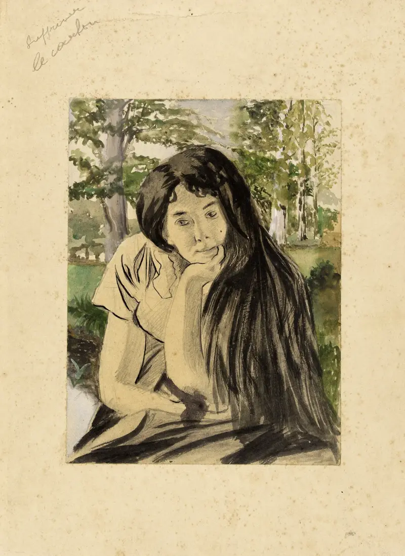 Studie till Höstlöv. Porträtt av Marguerite (konstnärens syster) av Arthur-Joseph Gueniot