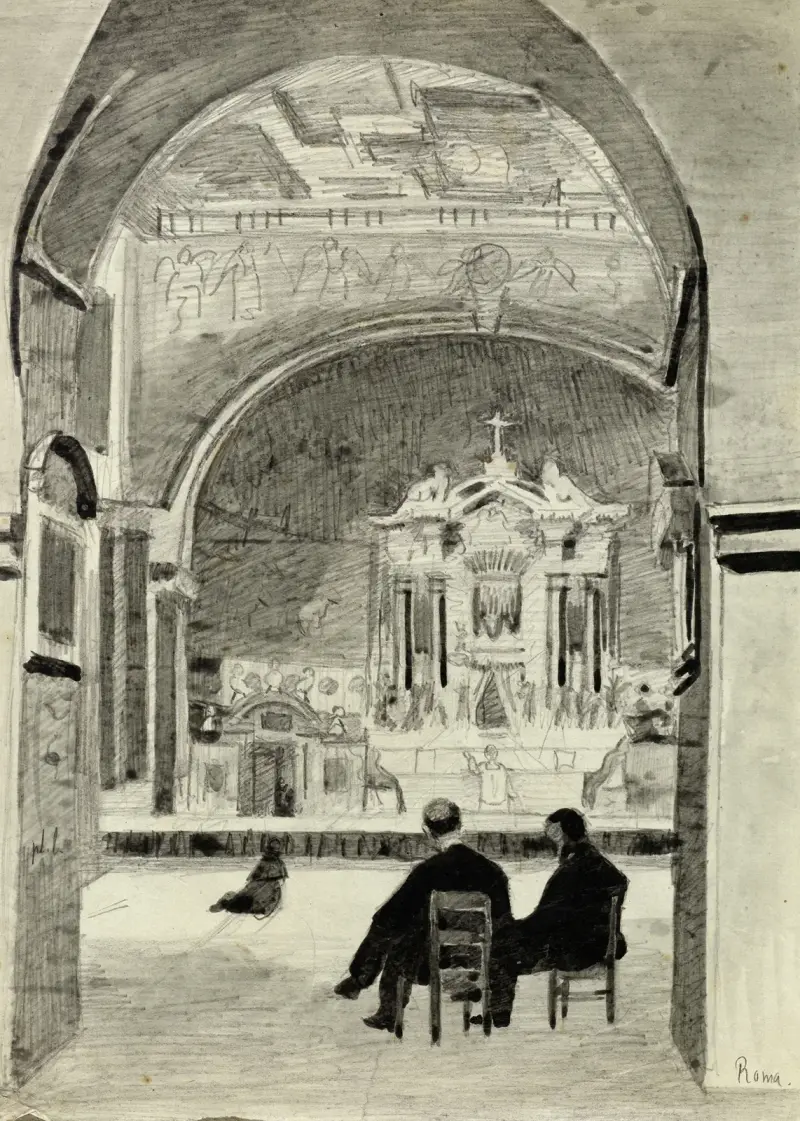 Intérieur d’église à Rome av Arthur-Joseph Gueniot